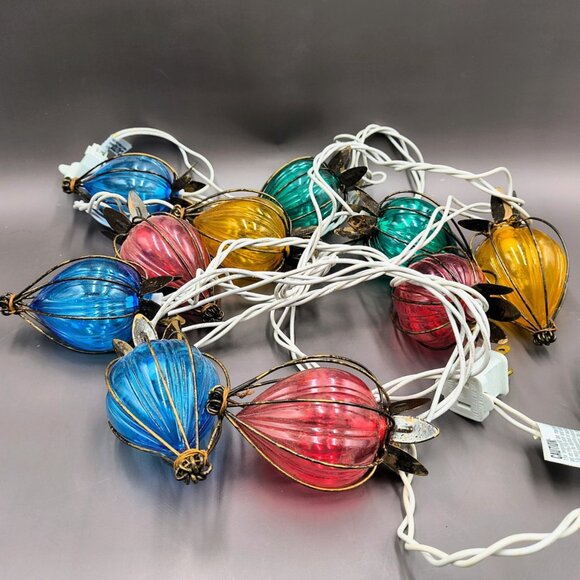 Teardrop Wire Cage String Lights Patio Garden Indoor/Outdoor 10-Lights Large 4" - Picture 4 of 13